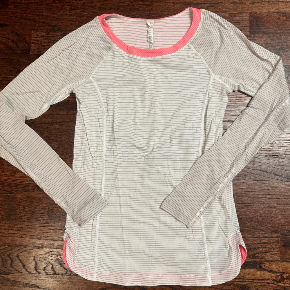 Lululemon white striped long sleeve. Size 4